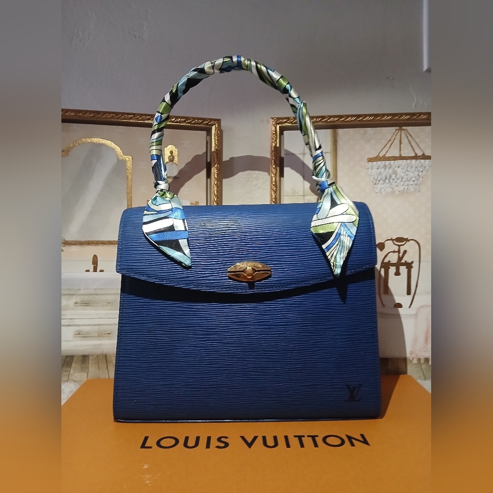 Louis Vuitton Blue Epi Malesherbes Hand Bag